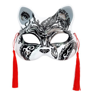 Japanische Katzenmaske Schwarz-Weiß