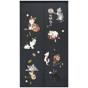 Noren Japanische Katzen Blau