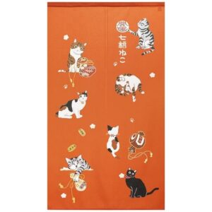 Noren Japanische Katzen Orange