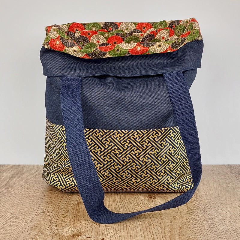 Stofftasche mit Sayagata-Muster 2 Stofftasche mit Sayagata-Muster – Bild 2